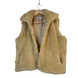 Vintage Setmar New York Womens Faux Fur Vest Tan L/XL RC10392
